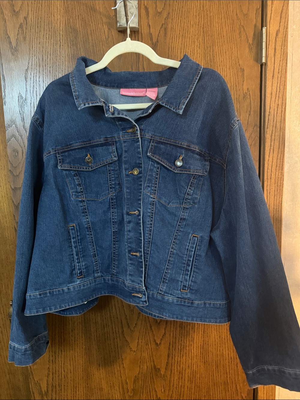 Woman Within Dark Blue Denim Jacket